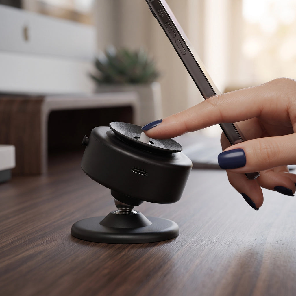 360° Rotating Magnetic Phone Holder – Vacuum Suction Car & Desk Mount