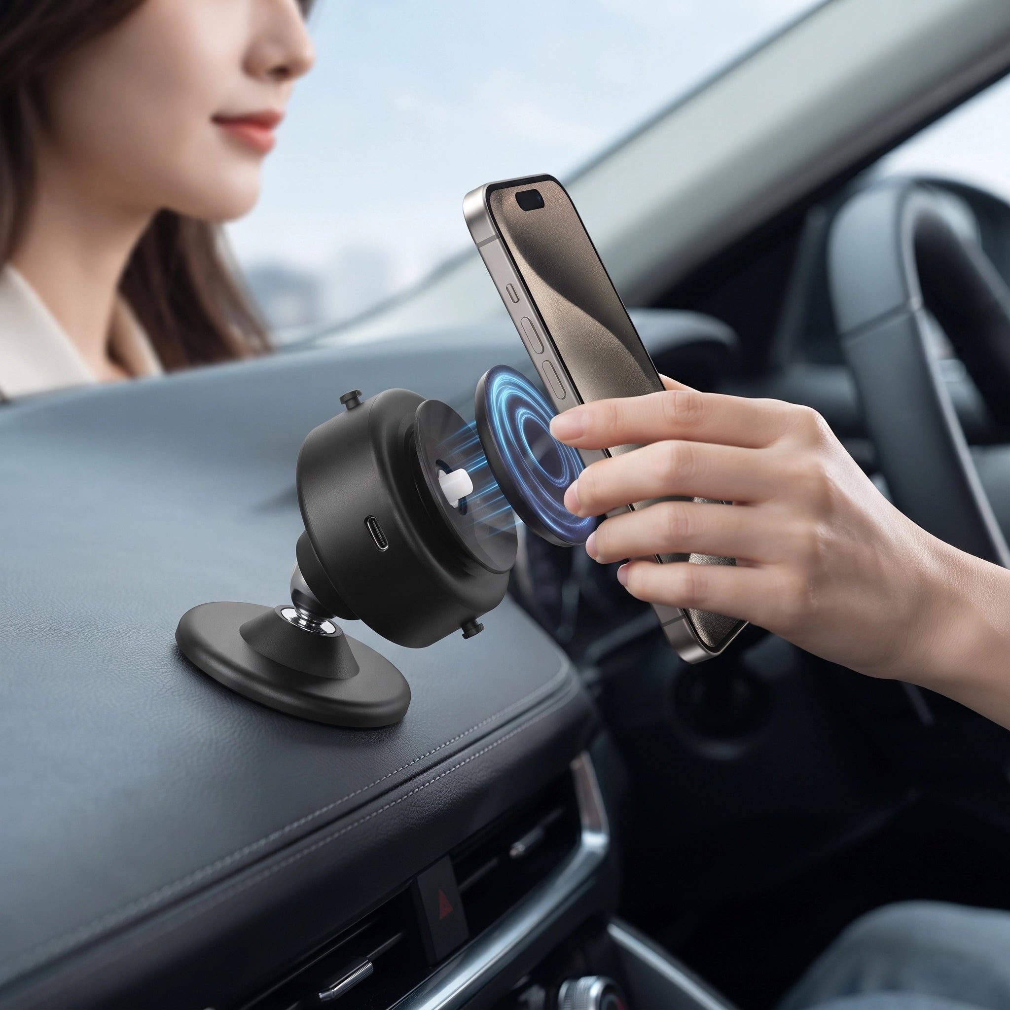 360° Rotating Magnetic Phone Holder – Vacuum Suction Car & Desk Mount