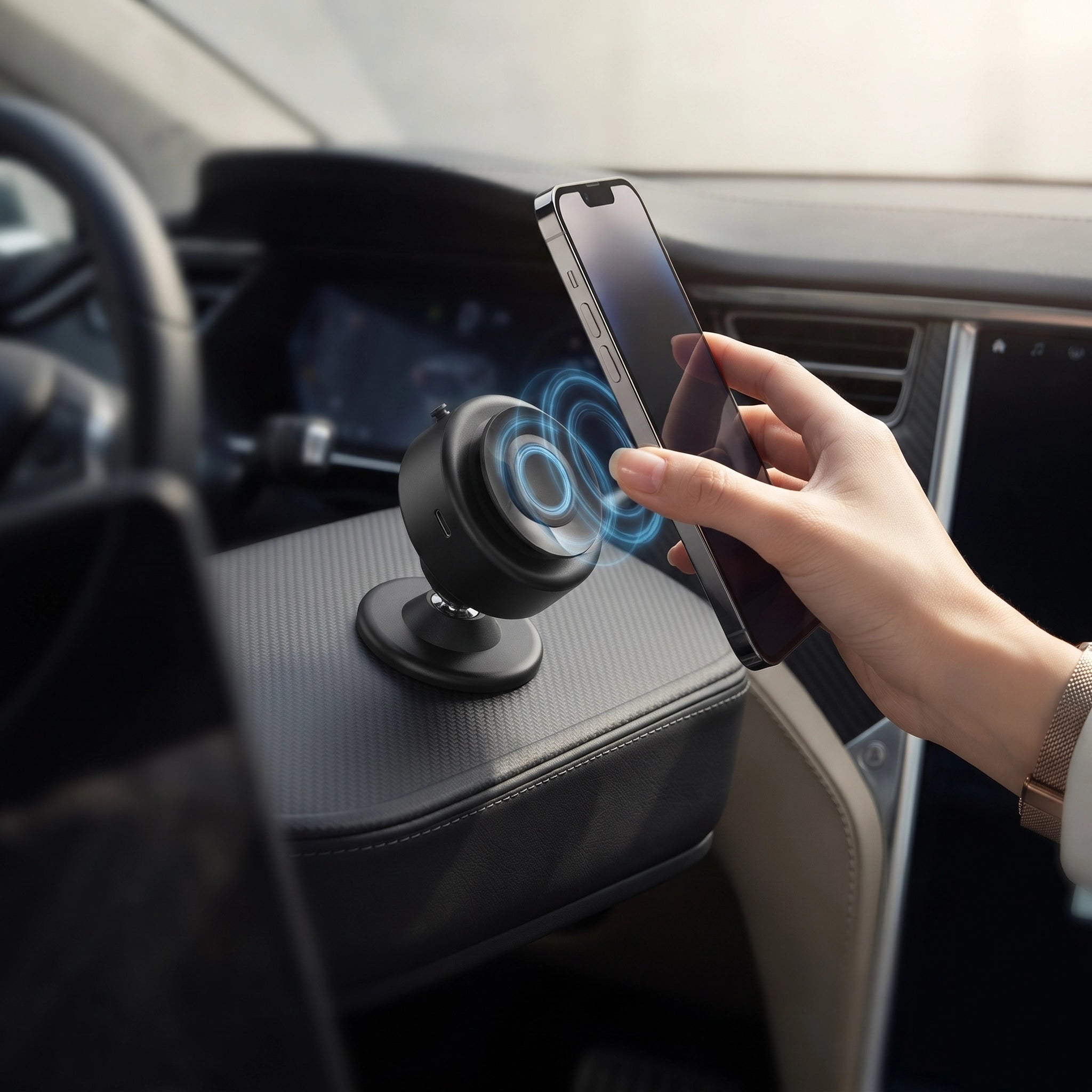 360° Rotating Magnetic Phone Holder – Vacuum Suction Car & Desk Mount